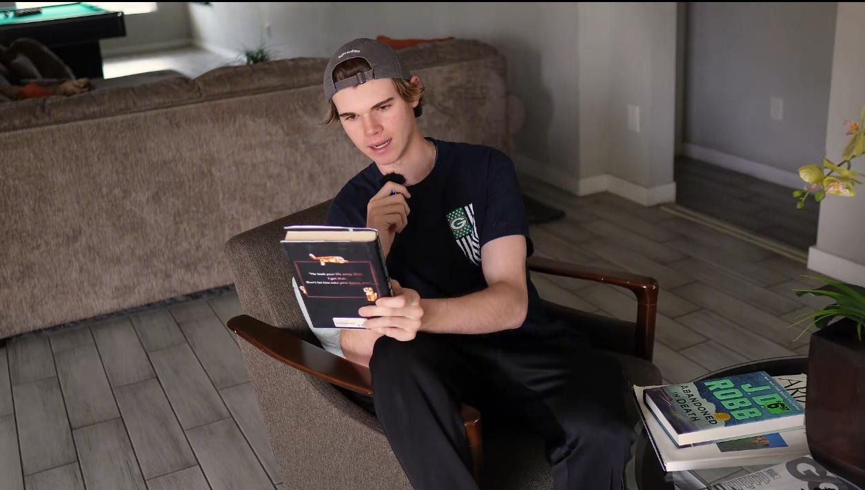 London Leffler reading and recording during his 2025 company-building chapter